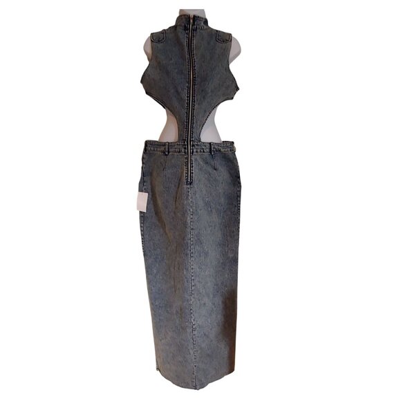 Nichole Lynel High Neck Cutout Denim Maxi Dress - Picture 2 of 12